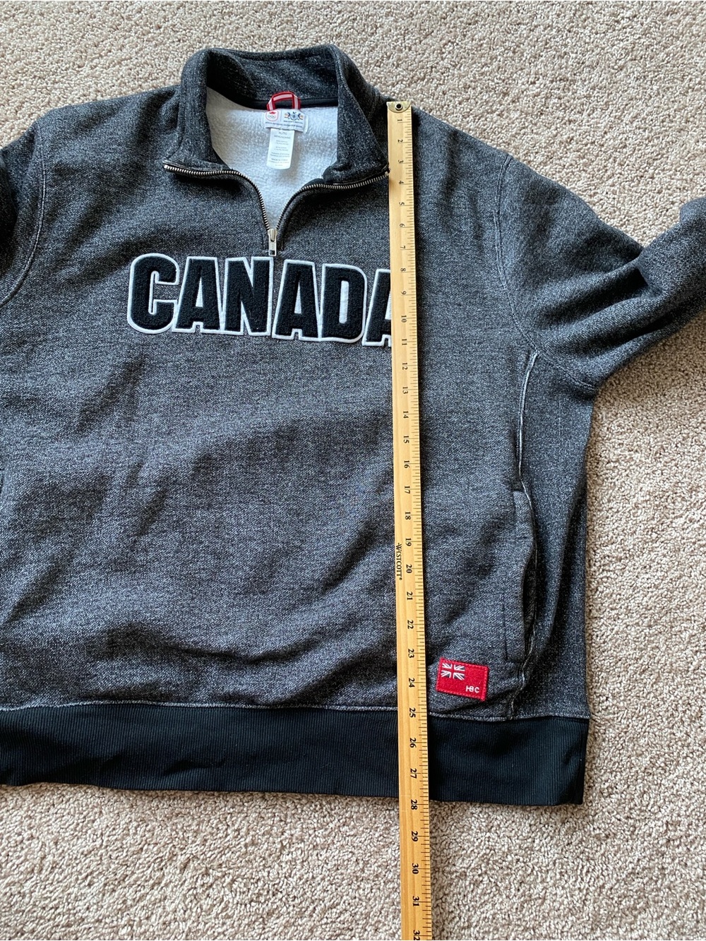 London 2012 Olympic Team Canada HBC 1/4 Zip Sweatshirt Mens XL Heather Black - Picture 11 of 11